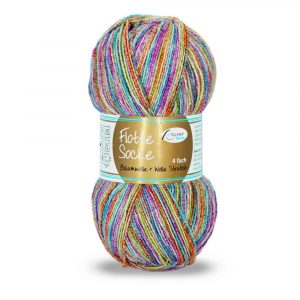 Flotte Socke 4f. Baumwolle + Wolle Stretch Nr. 1010 pink-blau-orange