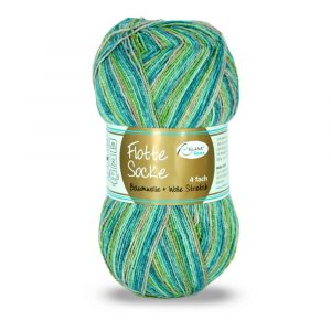Flotte Socke 4f. Baumwolle + Wolle Stretch Nr. 1011 aqua-türkis-grün