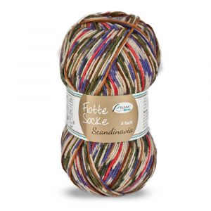Flotte Socke 4f. Scandinavia Nr. 1471 lila-grün-braun-orange