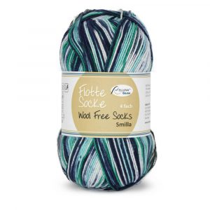 Flotte Socke 4f. Wool Free Smilla Nr. 1383 marine-weiß-petrol
