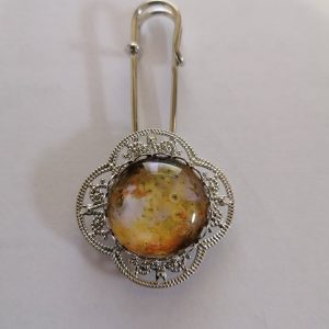Tuchnadel silber, Stein gelb-braun (AUSVERKAUF, WENN WEG DANN WEG)