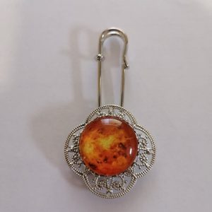 Tuchnadel silber, Stein orange (AUSVERKAUF, WENN WEG DANN WEG)