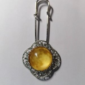 Tuchnadel silber, Stein gelb (AUSVERKAUF, WENN WEG DANN WEG)