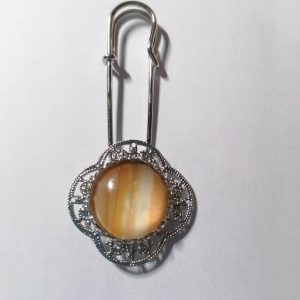 Tuchnadel silber, Stein orangeverlauf (AUSVERKAUF, WENN WEG DANN WEG)