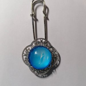 Tuchnadel silber, Stein hellblau (AUSVERKAUF, WENN WEG DANN WEG)