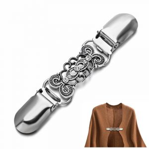 Tuch-Clip (Pullover-Clip) "Ornament" silber