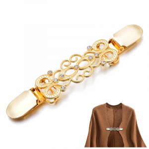 Tuch-Clip (Pullover-Clip) "Ornament" groß vergoldet