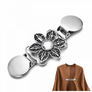 Tuch-Clip (Pullover-Clip) "Blume 2" silber
