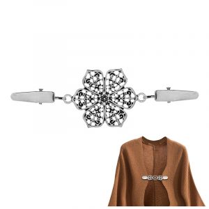 Tuch-Clip (Pullover-Clip) "Blume 3" silber