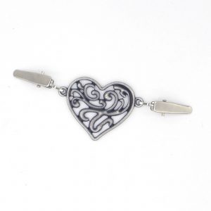 Tuch-Clip (Pullover-Clip) "Herz" silber