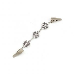 Tuch-Clip (Pullover-Clip) "Blumenreihe" silber