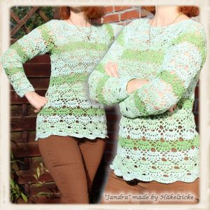 Häkelanleitung Pullover Jandra, RVO , wunderschönes Muschelbogenmuster
