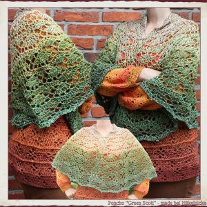 Häkelanleitung Kurzponcho "Green Scott" XS-XXL, RVO